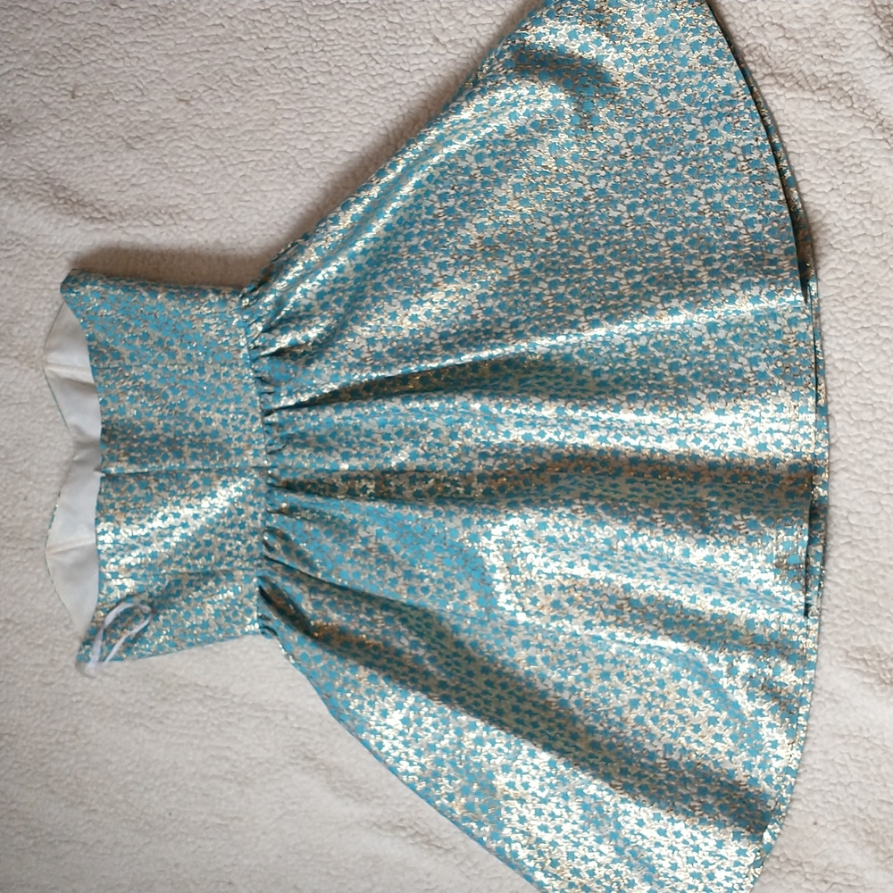 Turquoise and Gold Blithe NY Strapless Prom Dress - Picture 4 of 8